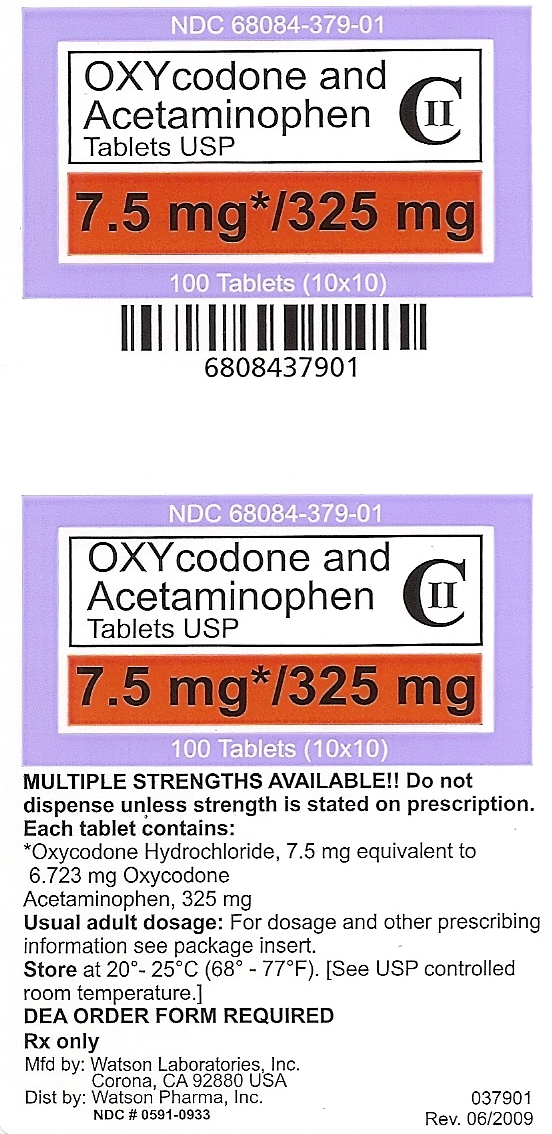 Oxycodone and Acetaminophen 7.5mg/325mg label