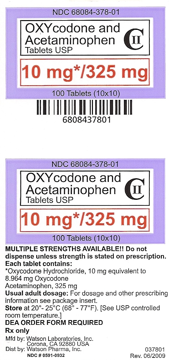 Oxycodone and Acetaminophen 10mg/325mg label