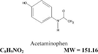 Chemical Structure of Acetaminophen