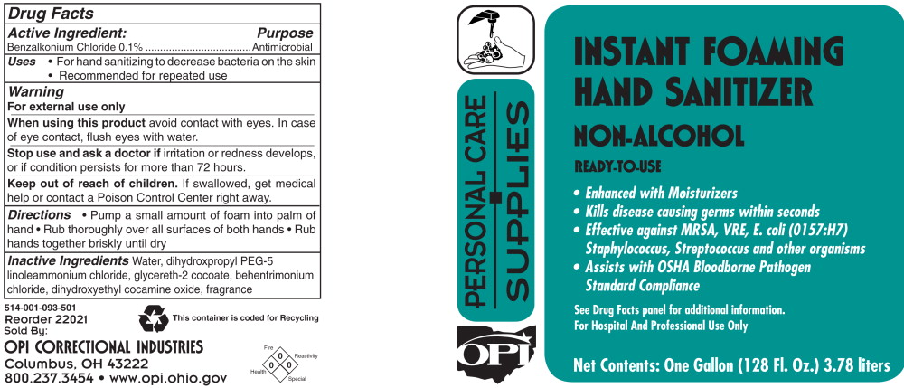 Instant Foaming Hand Sanitizer Non Alcohol Label
