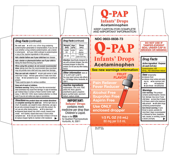 This is an image of the carton for the Q-PAP Infant's Drops.
