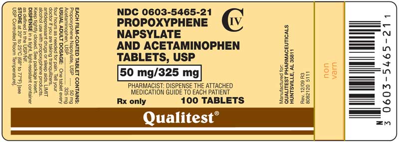 This is an image of the label for Propoxyphene  Napsylate and Acetaminophen Tablets 50 mg/325 mg.