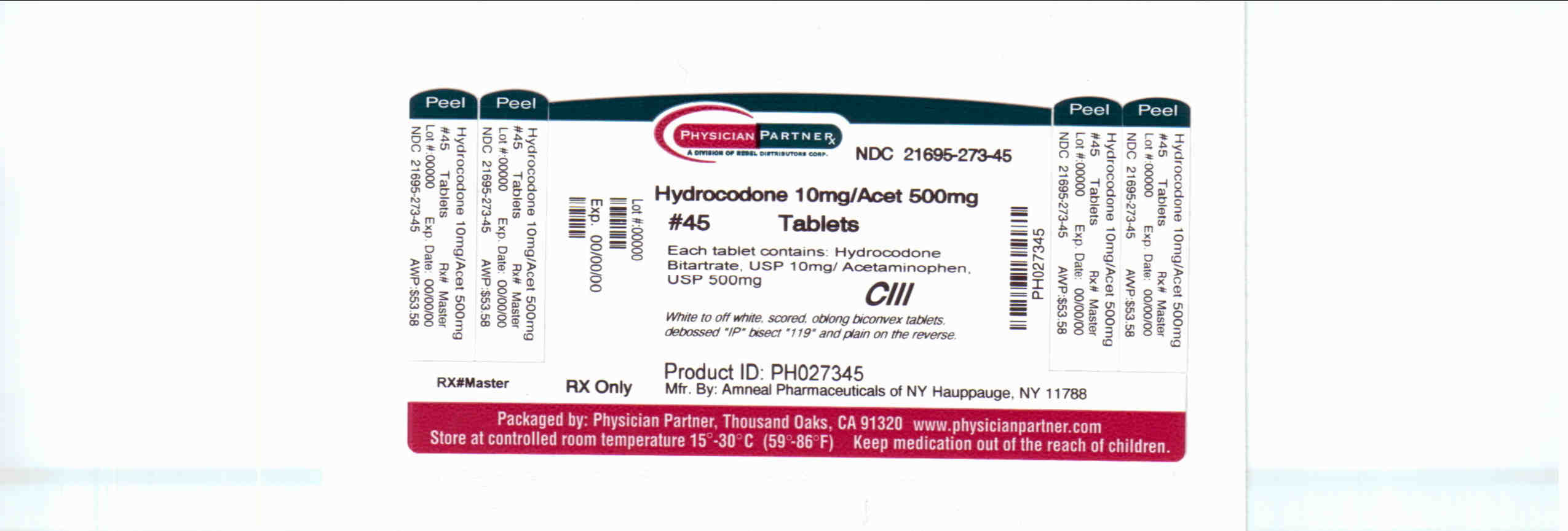 Hydrocodone 10mg/Acet500mg
