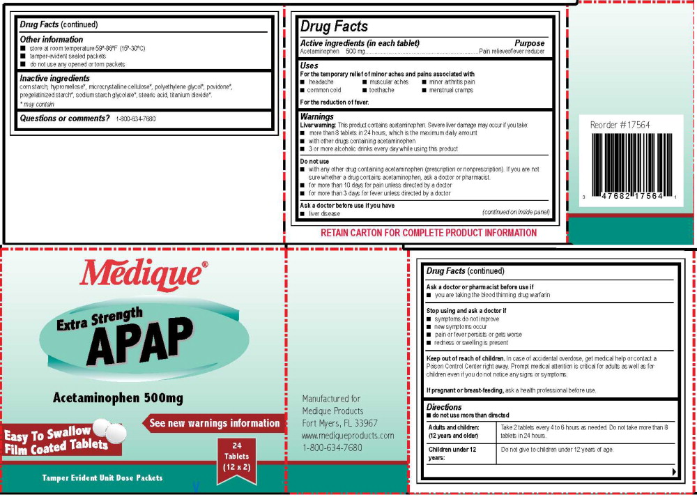 175R Medique APAP XS 500 mg Label
