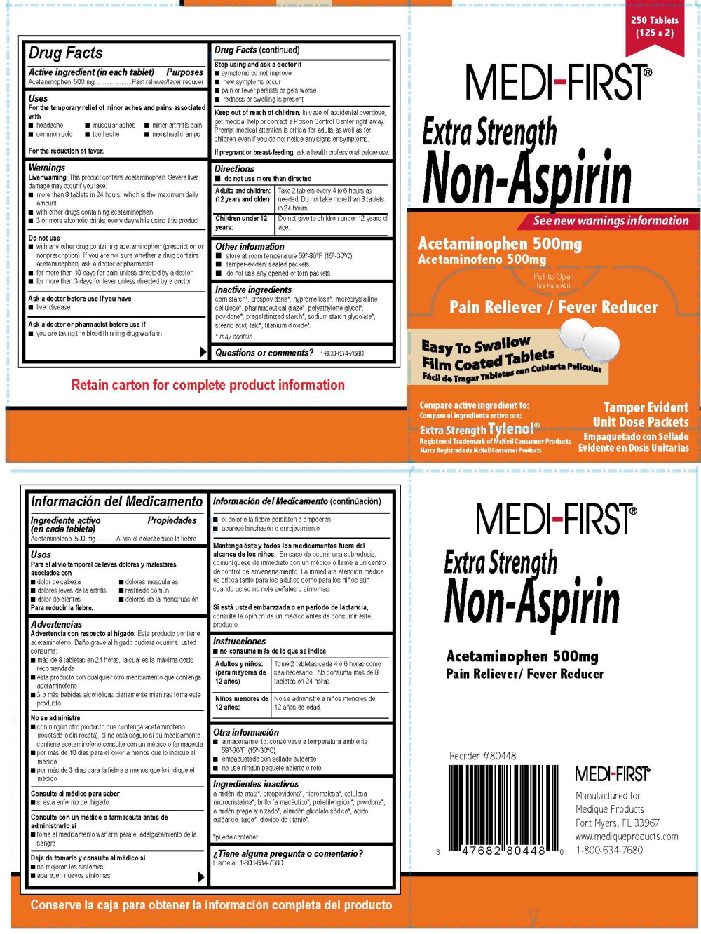 175R MF Non-Aspirin XS 500 mg Label
