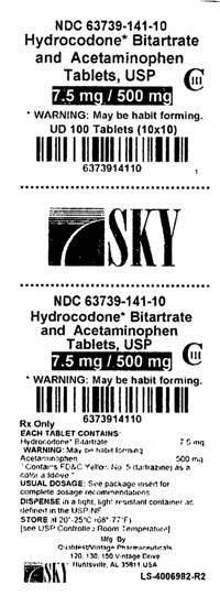 Hydrocodone Bitartrate and Acetaminophen 7.5/500mg Label