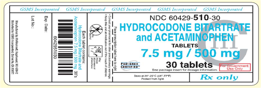 Label Graphic Hydrocodone 7.5 mg / 500 mg