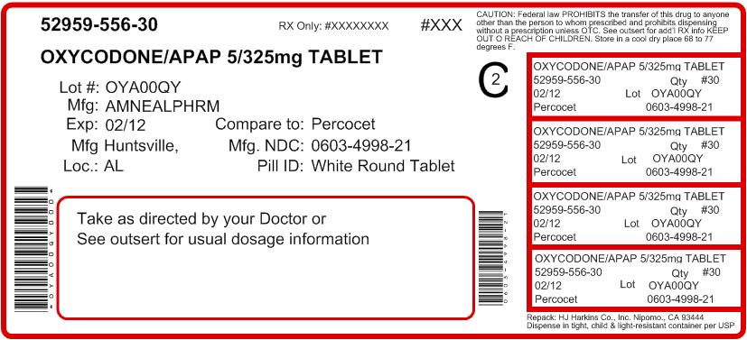 This is an image of the label for Oxycodone and Acetaminophen Tablets, USP 5 mg/325 mg. 