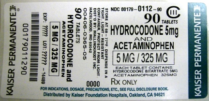 Principal Display Panel - 5 mg/325 mg bottle-90's