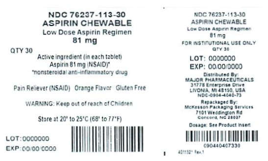 Aspirin Chewable 81mg Label
