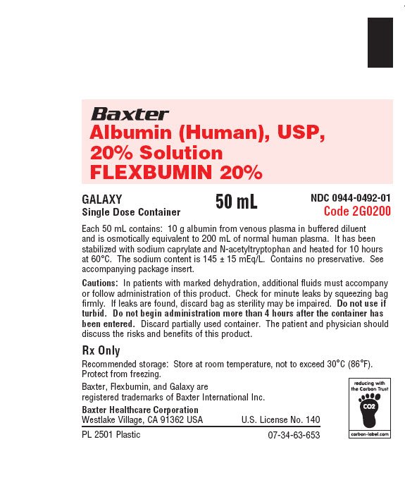 Flexbumin 20% 50 mL bag label