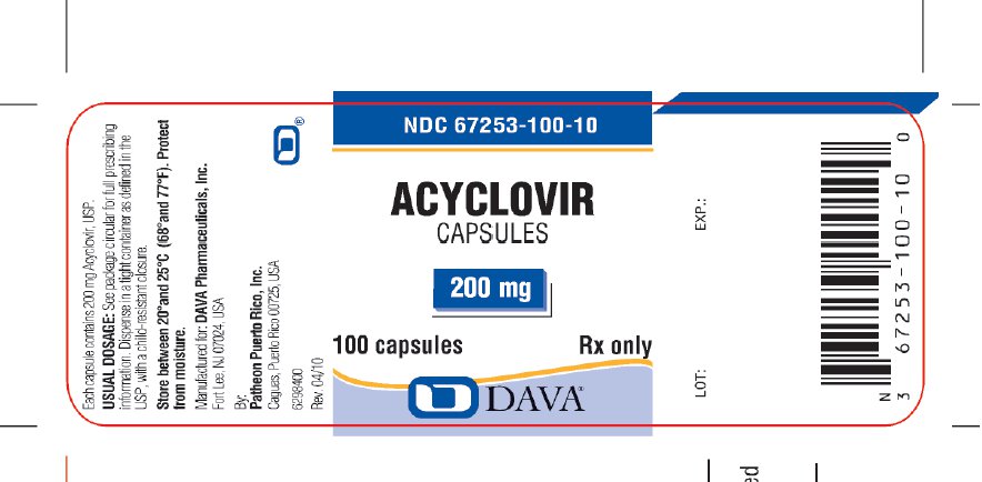 Principle Display Panel -  ACYCLOVIR Capsules 200 mg 100 ct bottle