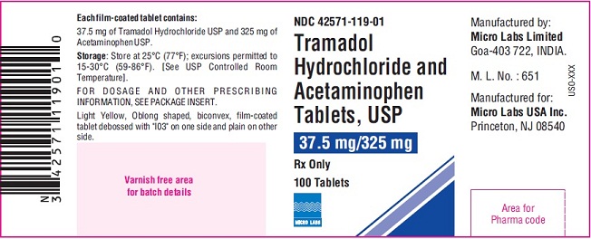 Tramadol Hydrochloride and Acetaminophen Tablets-Container Label