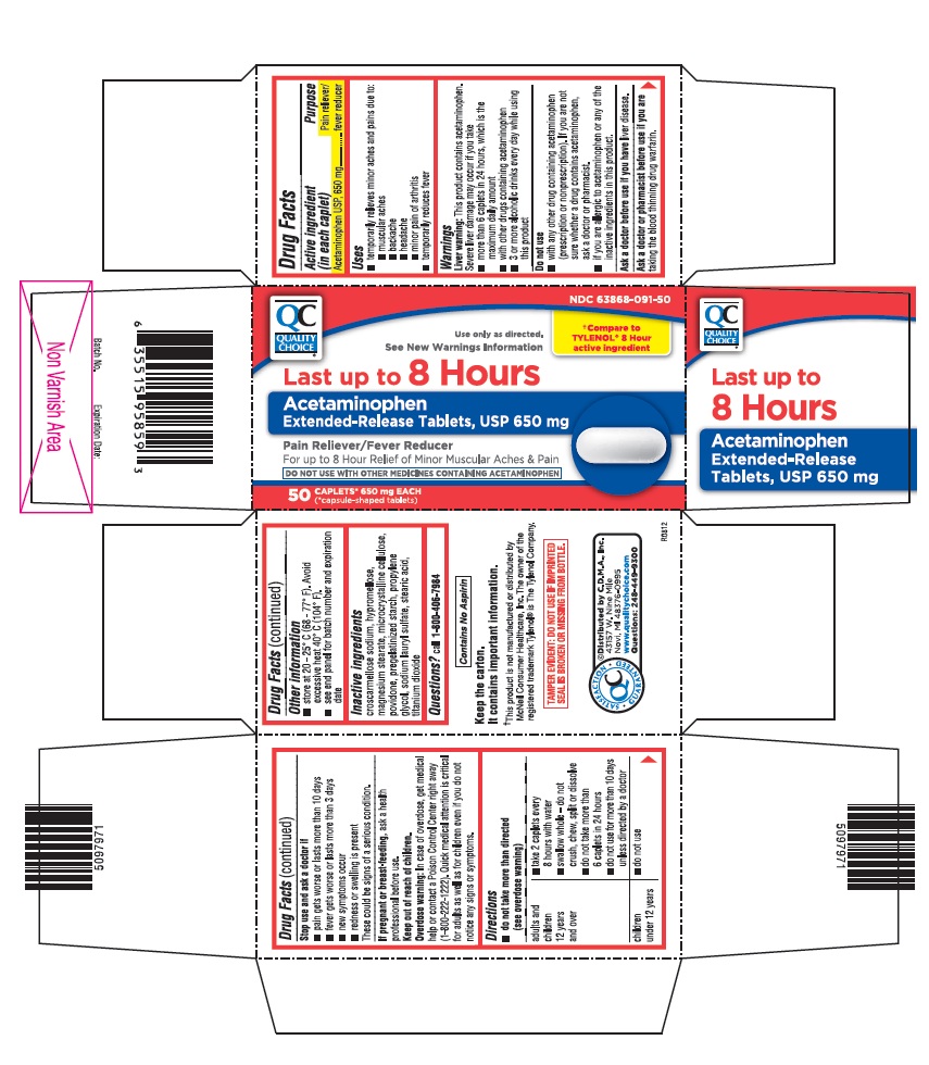 This the 50 count bottle carton label for Quality Choice Acetaminophen extended-release tablets, USP 650 mg (APAP 8 Hour).