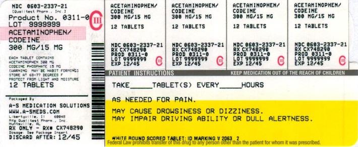 This is the Acetaminophen and Codeine Phosphate Tablets, USP 300 mg/15 mg 12 count label.
