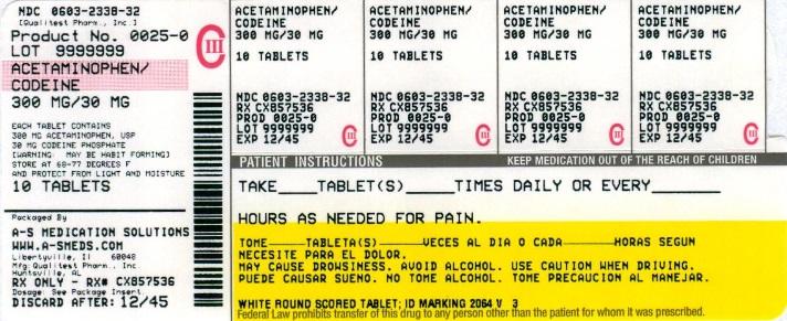 This is an image of the label for 300 mg/30 mg Acetaminophen and Codeine Phosphate Tablets.